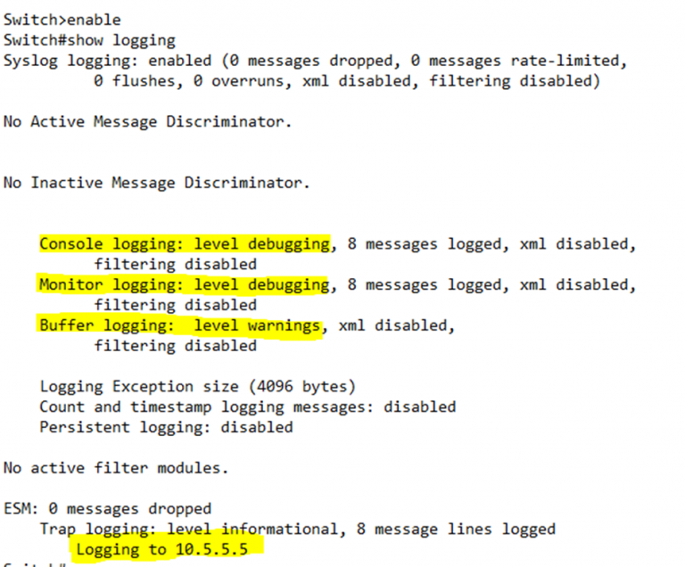 4.5 Describe the use of syslog features including facilities and levels ...
